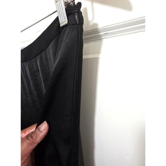 Lattelier Black Silky-smooth Flowy Midi Split On Side Skirt With Side Zipper Clo - Picture 5 of 9